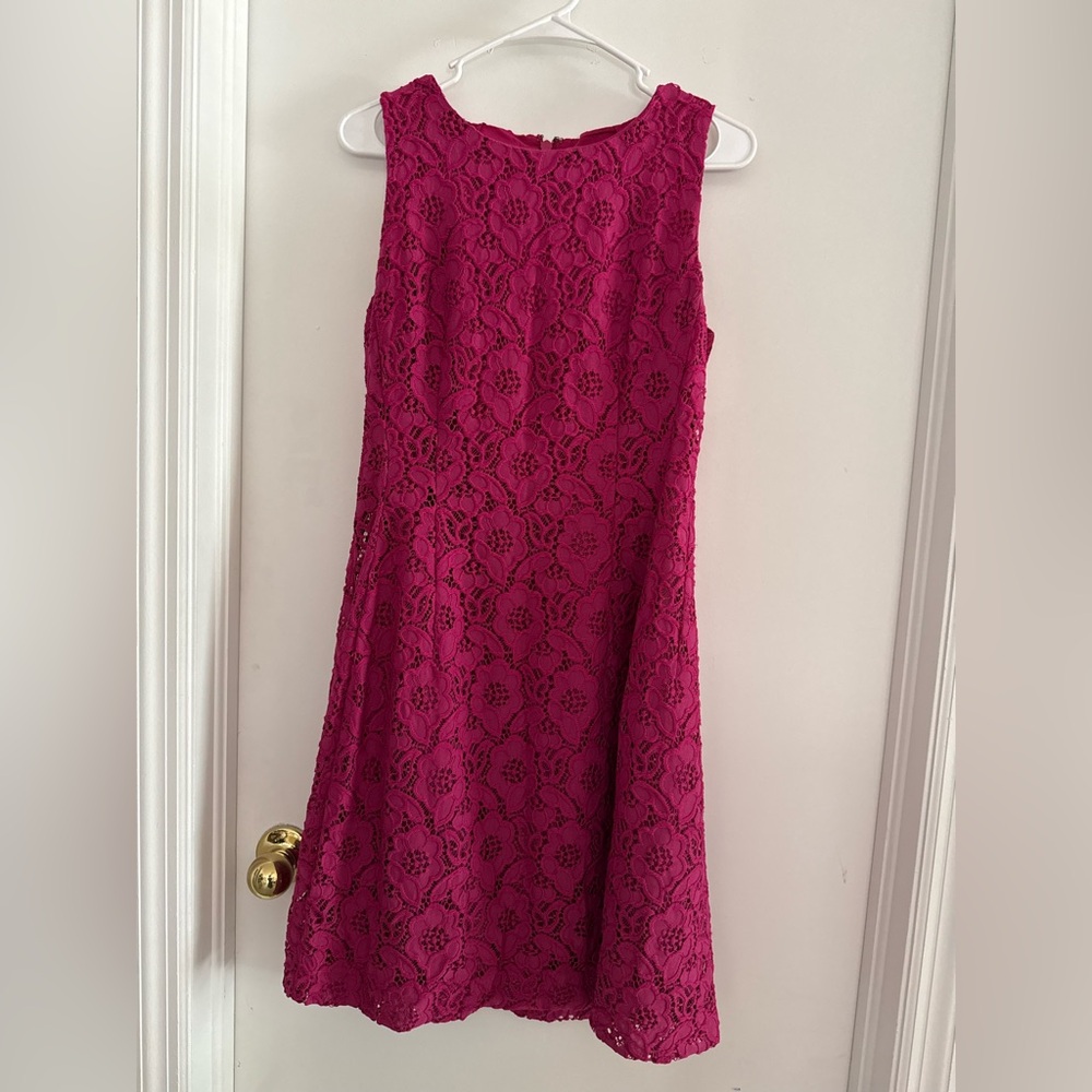 eva mendes for New York & Company Fuchsia Lace A-Line Dress